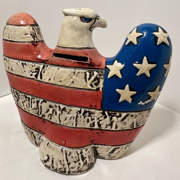 Vintage  FF Japan American Eagle Bank with Flag Body 7" x 6" - Picture 2 of 9